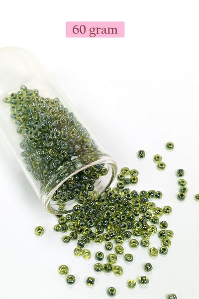 STUMBANNG Bulky Glass Sand Beads (8/0) 3 mm - 60 Grams - Transparent Variegated Green - Bnc212