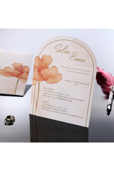 Pixel Davetiye 2025 RENKLİ YENİ MODEL - 50 Adet Düğün Davetiyesi - Düğün-Nişan-Kına-Sünnet Davetiyesi-352