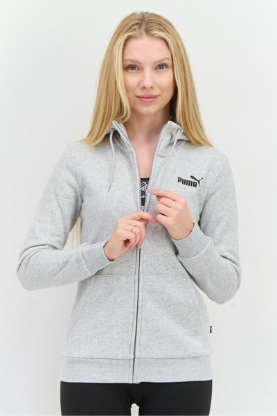 Puma Women Sportswear Fit Long Sleeves Outdoor Hooded Jacket, Heather Grey
