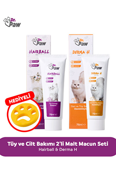 Dr.Paw Tüy Ve Cilt Bakımı 2’li Malt Macun Seti - Hairball & Derma H Formüllü