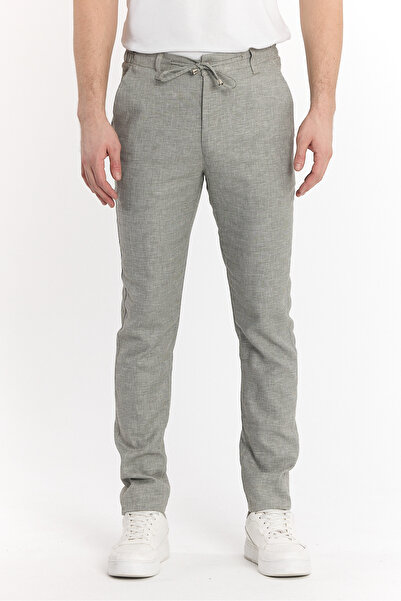 MODA Erkek Keten Jogger Pantolon – Çağla Yeşili | Slim Kesim, Elastik Bel