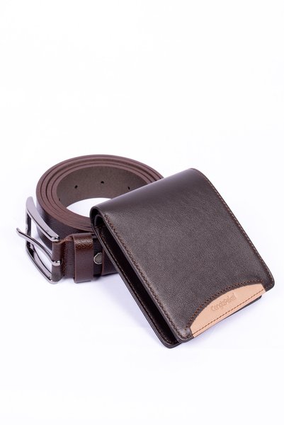 CENGİZ PAKEL Cengiz Pakel Genuine Leather Double Fabric Belt - Wallet Set