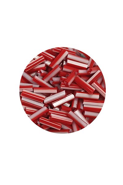 STUMBANNG Long pipe cutting bead diameter 2mm length 10 mm - 20 grams - red white - bnc239