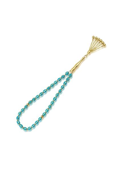 Sembol Gold Altın Tesbih Turkuaz Line Mine 14 Ayar