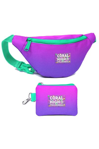 Coral High Set de geanți de talie și poșetă pentru monede pentru fete, roz mo...