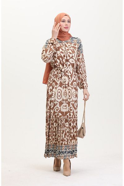 Gelince Amelia Farbal Viscose Dress with Belt Size S-M-L-Xl