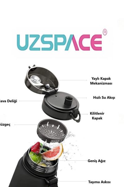 Uzspace 800ml Softtouch Tritan Water Bottle - New Size, Dual Color Motivation