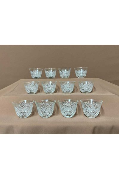 AR HOME 12 Pcs Handmade Glass Arabic Cawa Cup Set
