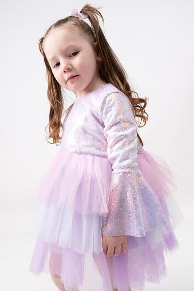 Magu Λιλά Glitter Sequins Παγιέτες και Στρώσεις Τούλι Κοριτσίστικο Πριγκίπισσα Φόρεμα