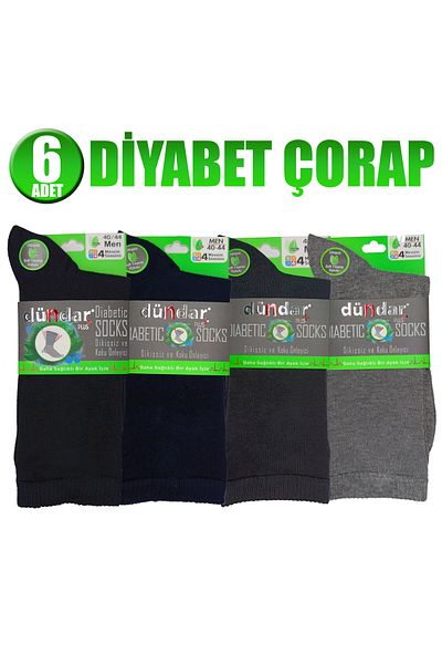 Dündar Plus Bamboo Seamless Anti-Odor 6 Pieces Mixed Color Men's Diabetes (Candy) Socks
