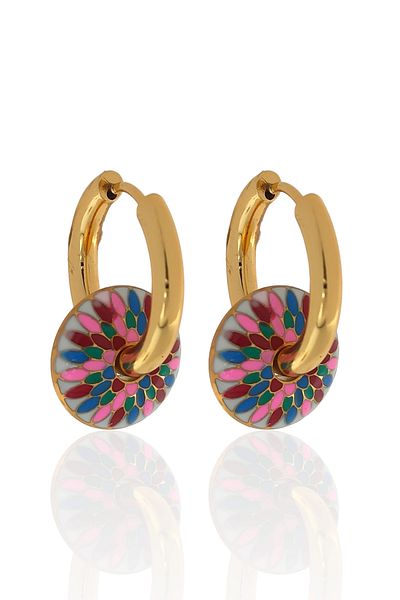 Çlk Accessories أقراط دائرية من الفولاذ المطلي بالمينا