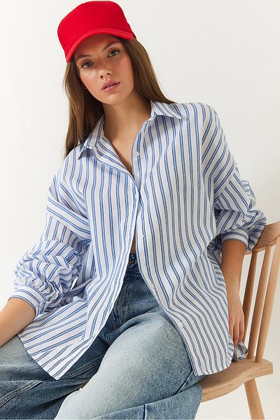 Bianco Lucci Gestreiftes, übergroßes, saisonales Basic-Shirt für Damen 2021 60271072