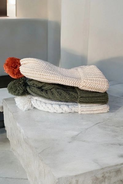 AYDINER TEKSTİL Unisex Baby & Kids 3-Piece Beanie Set with Pompom (3-8 Years)