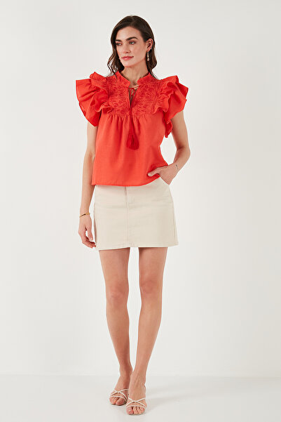 Lela Βαμβακερή κανονική εφαρμογή κεντημένη μπλούζα ΜΠΛΟΥΖΑ 611BZ0253