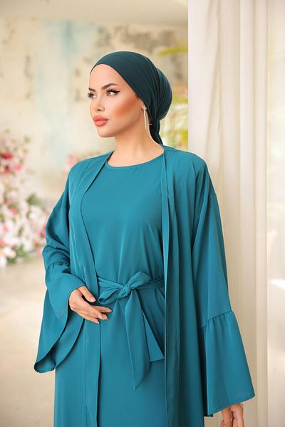 Nissra Nsr 503801   Model Ruffled Double Abaya Set