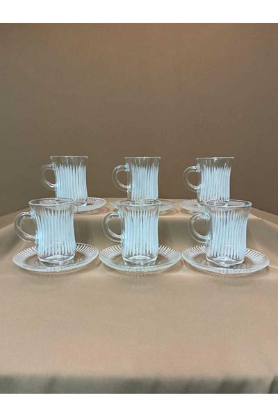 AR HOME 12 Pcs Handmade Glass Teacup Set
