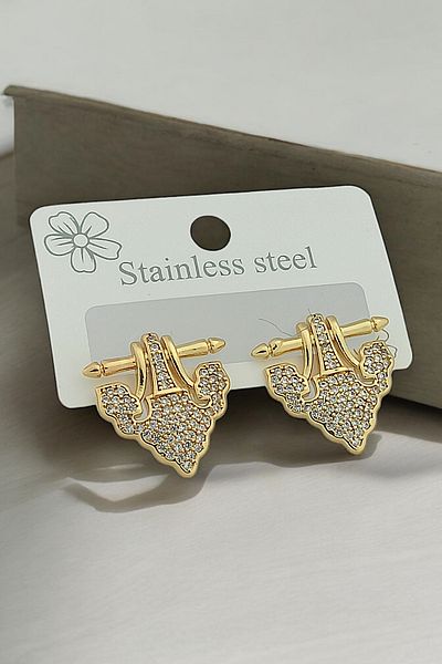 Çlk Accessories Leyla Earrings - Steel Stone Detailed