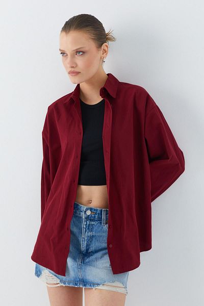 Mixray Cămașă de damă 4618 Roșu Claret - Model de bază cu Robă pe spate