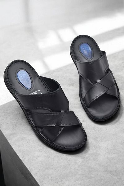 ISPARTALILAR Gel Sole 056 FULL ORTHOPEDIC Daily Genuine Leather Ανδρικές παντόφλες Γνήσιο δέρμα εσωτερικά και εξωτερικά
