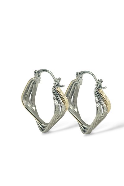 Çlk Accessories Premium Three Rows Laser Cut Square Earrings 35647