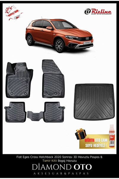 Rizline Fiat Egea Cross HB 3d Havuzlu Paspas ve Bagaj Havuzu (Tamir Kitli) 20...