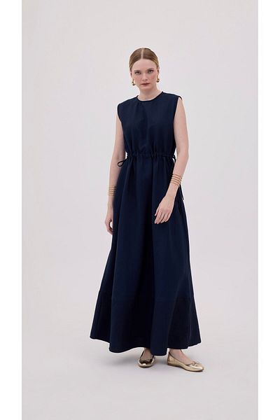 Butik Γυναικείο Σετ Φόρεμα Navy Blue Gilet με μπουφάν