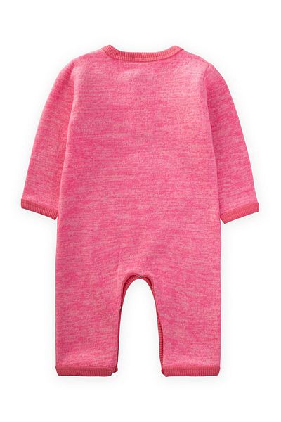 Cigit 0-3 Years Pink Melange Kangaroo Pocket Jumpsuit