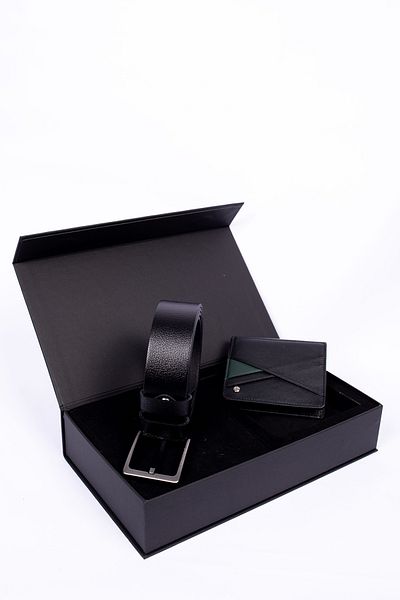 CENGİZ PAKEL Cengiz Pakel Genuine Leather Double Denim Belt - Wallet Set