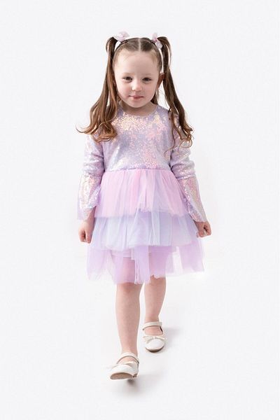 Magu Λιλά Glitter Sequins Παγιέτες και Στρώσεις Τούλι Κοριτσίστικο Πριγκίπισσα Φόρεμα