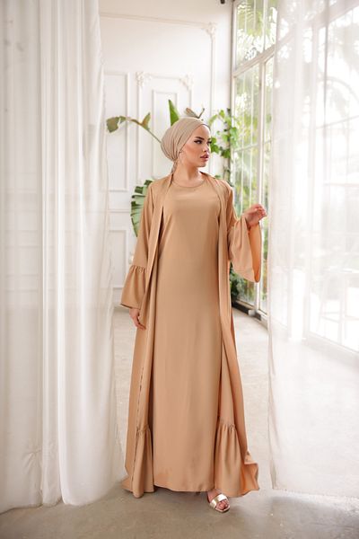 Nissra Ankanoor Camel Διπλό Σετ Abaya - Frilly Phoenix 255038