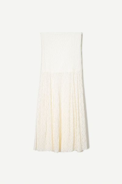 Bershka Blonde lace midi skirt