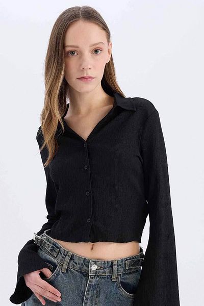 DeFacto Coool Fitted Basic Straight Wrap Langarmshirt A0012AX25SP