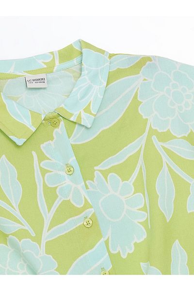 LC Waikiki Green Loose Fit Viscose Tie-Up Girl's Shirt