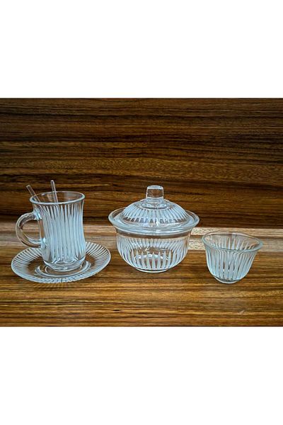 AR HOME 26 Pcs Handmade - Glass Tea and Cawa Cup Set