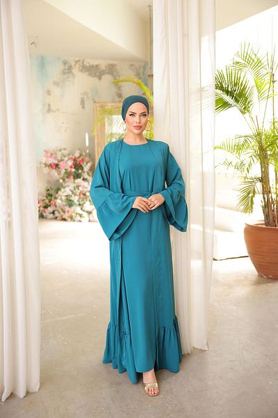 Nissra Nsr 503801   Model Ruffled Double Abaya Set