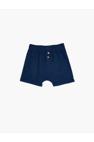 Koton Elastic Waist Button Detailed Cotton Basic Shorts