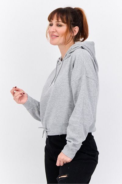 Juice Women Hoodie Plain Long Sleeves Sweatshirt, Grey