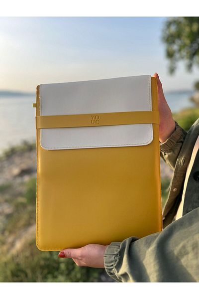 YOUC Design MacBook Pro وAir وغيرها من أجهزة الكمبيوتر المحمول المقاومة للماء - حقيبة كمبيوتر محمول من الجلد الصناعي النباتي مقاس 13 بوصة و14 بوصة و15 بوصة