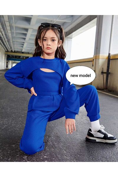 aden kids Girl's Krop Model Bottom Top Suit Total 3 Pieces