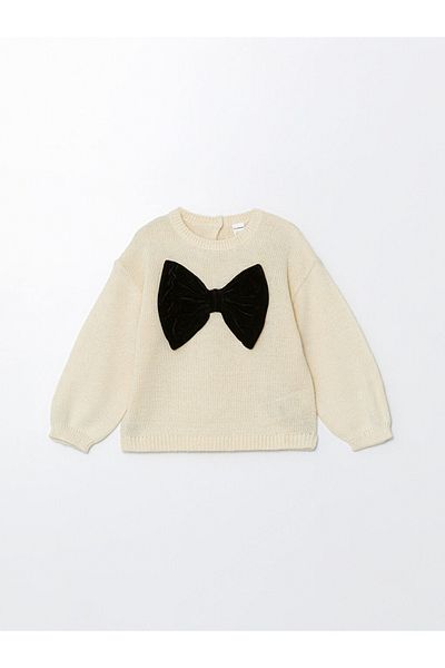 LC Waikiki Lcw Kids Ecru Crew Neck Girl's Knitwear Sweater