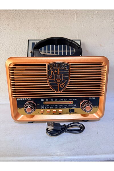 Everon Rt-720 Solar Powered Vintage Fm,aux,usb Music Player