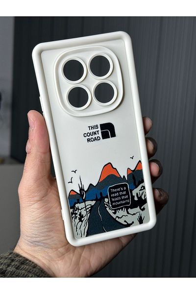 m.tk moveteck حافظة لهاتف Xiaomi Redmi Note 14 Pro ناعمة بحواف سميكة ونمط طباعة على الطرق الجبلية وغطاء حماية للكاميرا