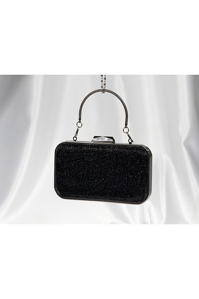 Store Black Line Detailed Glitter Evening Dress Bag