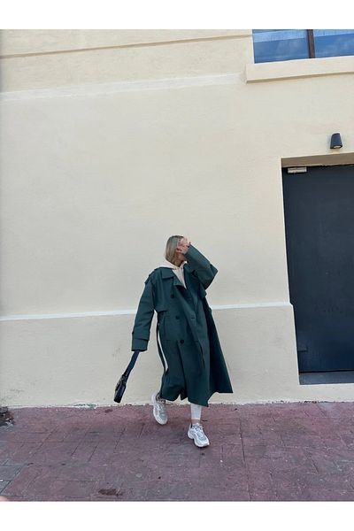Natavanbutık Green Mint Trench Coat