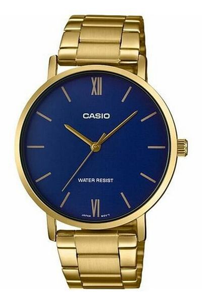 Casio Gold Color Men's Wristwatch with Navy Blue Cord