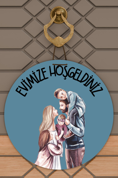 Rugmood Modern Door Ornament Blue Five-Person Family Outdoor Door Ornament