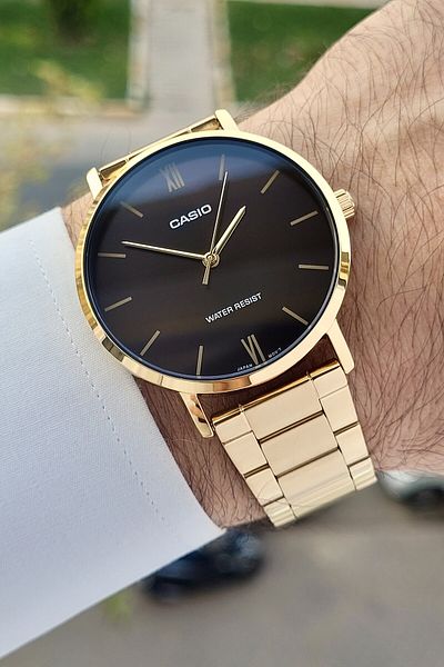 Casio Gold Color Men's Wristwatch with Brown Cord