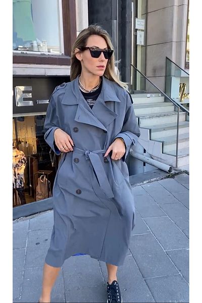 Natavanbutık Blue Color Trench Coat