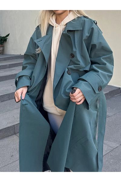 Natavanbutık Green Mint Trench Coat
