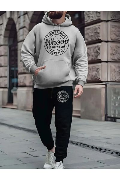 DESCARTES Men's Whoop Printed Hooded Bottom-Top Tracksuit Set